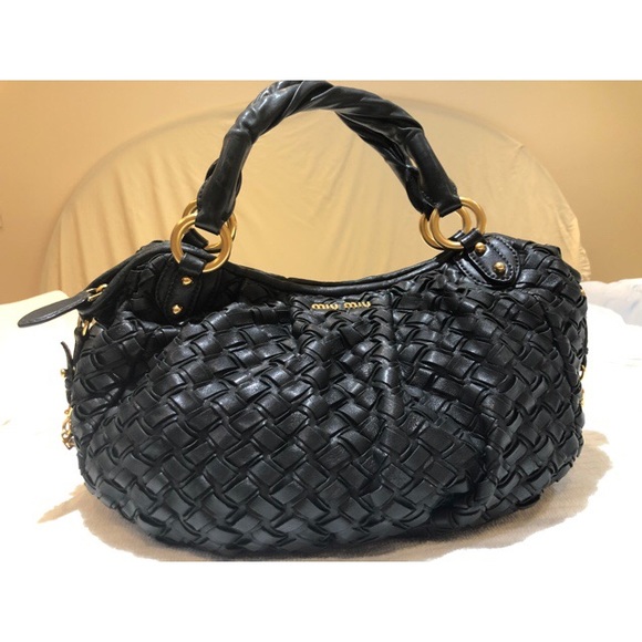 Miu miu woven leather shoulder bag gently used - Picture 2 of 16